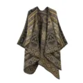 Femme style ethnique poncho châle hiver chaud imitation cachemire cape ouverte manteau - Jaune