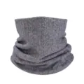 Bufanda de tubo de punto gris, calentador de cuello suave de doble capa, estilo jersey liso. - Gris