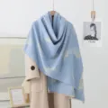 Damen Winter Vintage Jacquard dicker warmer Schal Tuch, elegante blaue Ginkgo Blätter. - Ginkgoblatt-Himmelblau