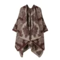 Elegante chal cardigan vintage con motivo de cachemira tejido para mujer estilo étnico. - Burdeos