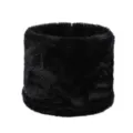 Schwarzer Pluesch Halswaermer fuer Winter dicker Fleece Loop Schal weich warm Kragen - Schwarz