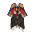 Vintage ethnischer Stil Damen Cape Schal Bohème Quasten Umhang Sommer Outwear - Elefant Rot