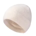 Gemütliche einfarbige Winter-Strickmütze mit Satinfutter für warme Outdoor-Aktivitäten täglich. - Beige