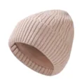 Winter Herren Gefütterte Dicke Strickmütze Warme Einfarbige Outdoor Freizeitmütze - Gebrochenes Weiß