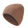 Herren Winter dicker Fleece gefütterte Strick Mütze, warme einfarbige Outdoor Radfahrmütze. - Kurkuma