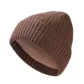 Warme gefütterte dicke Strickmütze für Herren, winddichte einfarbige Outdoor Freizeitmütze - Kaffeebraun