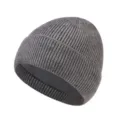 Einfarbige warme Winter Strickmütze, gemütliche gerippte Skimütze für Damen und Herren. - Hellgrau