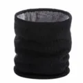 Winter dicker warmer Strick Schlauchschal mit Fleece gefüttert für Damen und Herren. - Einheitsgröße / Schwarz