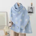 Damen Herbst Winter Vintage Jacquard dicker warmer Schal in Blau Modischer Stil - Iris-Himmelblau
