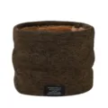 Warmer brauner Winterschal Strick Schlauchschal mit kuscheligem Plüschfutter für outdoor. - Dunkelbraun