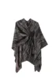 Damen abstrakter Print Seitengurt Split Umhang, gemütlicher warmer Schal Detail. - Schwarz Khaki