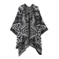 Böhmischer Strick Poncho Umhang ethnischer Stil retro schwarz grau Damen Oberbekleidung Reise - Oberteile / Schwarz und Grau