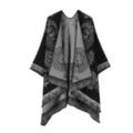 Damen schwarz grau Paisley Muster Kaschmir Gefühl Poncho Schal für Reisen und Alltag - Schwarz