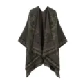 Damen stilvoll dunkelgrün Paisley Muster Poncho Winter warm Kaschmirimitat Schal Umhang - Dunkelgrün
