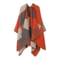 Damen stylischer Farbblock Strick Umhang Schal, asymmetrisches geometrisches Design Überwurf. - Orange