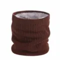 Brauner Strick Halswärmer Winter Fleece Gefüttert Verdickt Einfarbig Runder Loop Schal Alltag - Einheitsgröße / Kaffeebraun