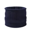 Winter dik gebreide nekwarmer effen kleur fleece gevoerde warme buissjaal sjaal - Marineblauw
