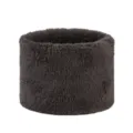 Dark brown fuzzy neck warmer detail shot, soft plush texture close-up for winter warmth. - Plush - Dark Gray