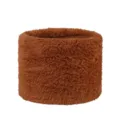 Cozy brown faux rabbit fur neck warmer scarf, soft plush winter thermal circle infinity scarf. - Plush - Camel