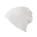 Bonnet slouchy blanc unisexe en coton, bonnet d'hiver chaud et tour de cou multifonctionnel. - Blanc