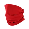 Detalle de textura de braga de cuello polar roja, material térmico suave para ciclismo. - Rojo