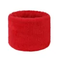 Detailed close-up of the ultra-soft red faux fur neck warmer showing fluffy plush texture. - Plush - Bright Red