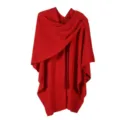 Red knit cape fabric texture close-up, soft yarn and elegant drape detail view. - Red