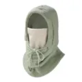Detailed view showcasing the soft fleece texture and adjustable drawstring design details. - Emerald Green