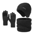 Conjunto de gorro guantes y bufanda de punto cálido de invierno para hombres y mujeres. - Gris oscuro