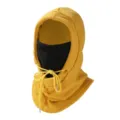 Vista dettagliata del passamontagna invernale in pile termico maschera viso calda cappuccio - Giallo