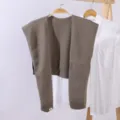Gestreickter Schal Damen Sommer dünner Cardigan Schulterschutz brauner Pullover top - Grau
