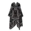 Damen ethnische geometrische muster strickschal winter warme cape freizeitkleidung - Geometrischer Pfeil - Schwarz-Grau