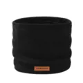 Schwarzer gerippter Winter Fleece gefütterter Nackenschwärmer, dicker Strick Schlauchschal. - Schwarz