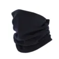 Detalle de calentador de cuello polar, tejido elástico azul marino para invierno. - Azul marino