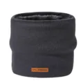 Dark grey knitted fleece-lined neck warmer, winter cold-weather thermal loop scarf. - Dark Gray