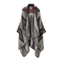 Chal de capa con capucha de punto con estampado geometrico etnico, poncho de otono. - Gris