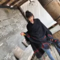 Black plaid fringed hooded cape shawl cozy warm winter travel scarf bohemian oversized wrap. - Black