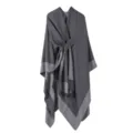 Dunkelgrauer Winter Umhang Damen warmer eleganter Schal Cape einfarbiger stilvoller Mantel - Dunkelgrau