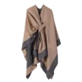 Damen stilvolle farbblock schal cape warme winter wickel vielseitige gemuetliche oberbekleidung - Camel