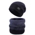Conjunto de gorro y bufanda de punto acogedor, forro polar degradado invierno cálido mujer - Púrpura