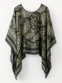 Poncho de mujer efecto seda con estampado paisley, elegante chal de verano ligero anti-UV. - TS2427