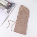 Cagoule tricotée d'hiver chaude écharpe à capuche unie avec des cordons réglables - Kaki