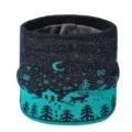Kinderen winter gebreide fleece gevoerde nekwarmer met schattig hertjespatroon, lekker warm. - Marineblauw