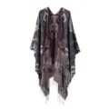 Böhmischer geometrischer Quasten Umhang Strickjacke stylisch offener warmer Damenschal - Geometrisches Quasten-Muster TR - Marineblau