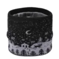 Kinder winter warme gevoerde gebreide nekwarmer schattig kerst hert print zwarte sjaal - Zwart