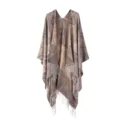 Boho Geometrisches Muster Fransen Poncho Umhang Damen Warme Winter Schal Decke - Geometrisches Quasten-Muster TR - Hellviolett