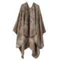 Châle cape en tricot rétro pour femmes, automne hiver chaud et réversible élégant. - Éléphant Beige