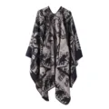 Châle cape tricoté à motif rétro cardigan ouvert pour femmes vêtement chaud détail - Éléphant Gris