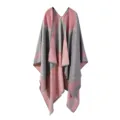 Damen Retro Farbblock Strick Schal Umhang Cape Winter warme dicke Oberbekleidung Stola - Rosa Leopard