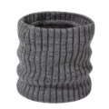 Thickened winter knitted neck warmer, fleece lined ribbed infinity scarf for men and women. - Gray